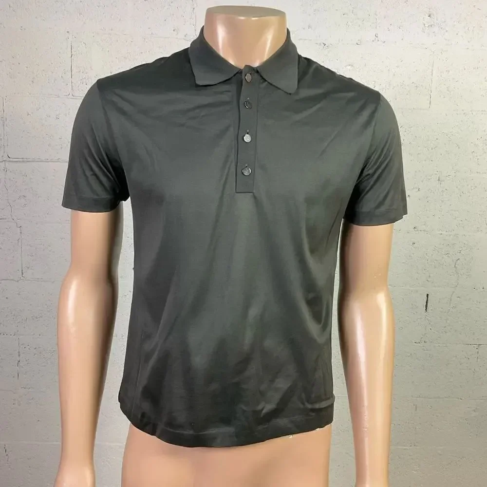 GUCCI Gray Short Sleeve Collared Cotton Polo Shirt S